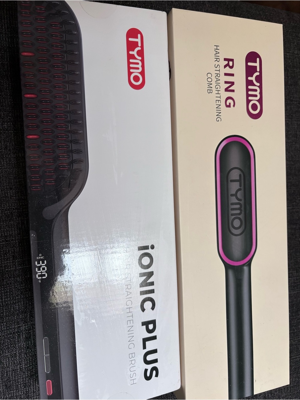 Tymo Ring Hair Straightening Comb - Black with Pink Trim